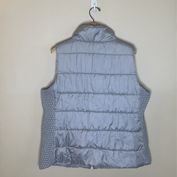 Liz Claiborne Puff Vest Full Zip Blue Gray Womens Size 1X Lightweight Pockets - Picture 7 of 11
